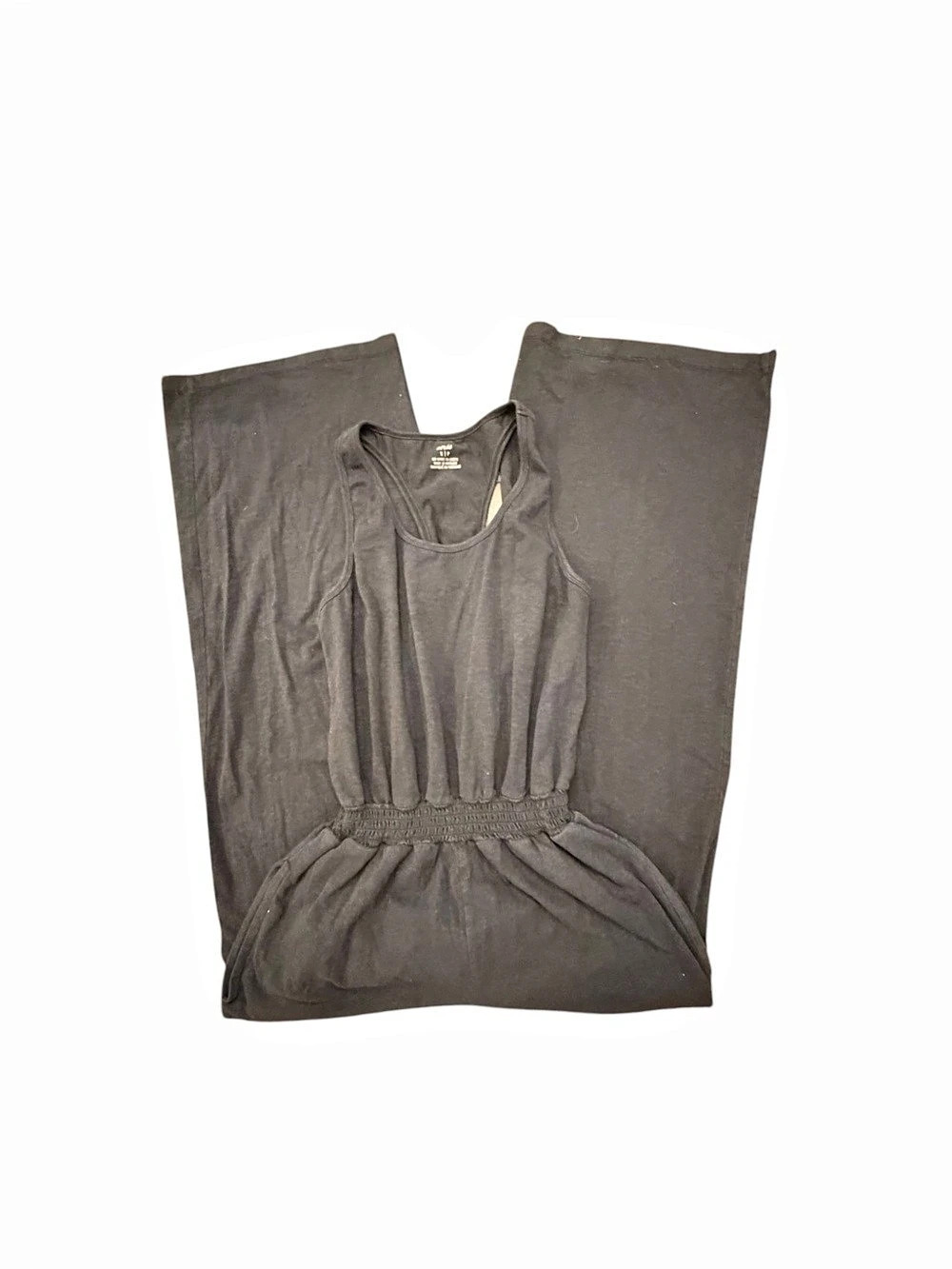 Aerie Womens Small Black Racerback Smocked Waist Jumpsuit Wide Legs Relaxed Fit